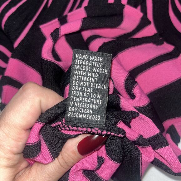 Cyrus Black Pink Mock Neck Long Sleeve Blouse M Medium Y2K - Picture 11 of 11